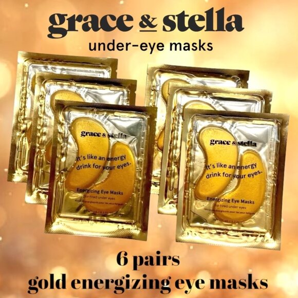 ➡️ 2/$25⬅️ Grace & Stella—Gold ⚡️Energizing⚡️ Eye Masks—6 Pairs *New* - Picture 1 of 10